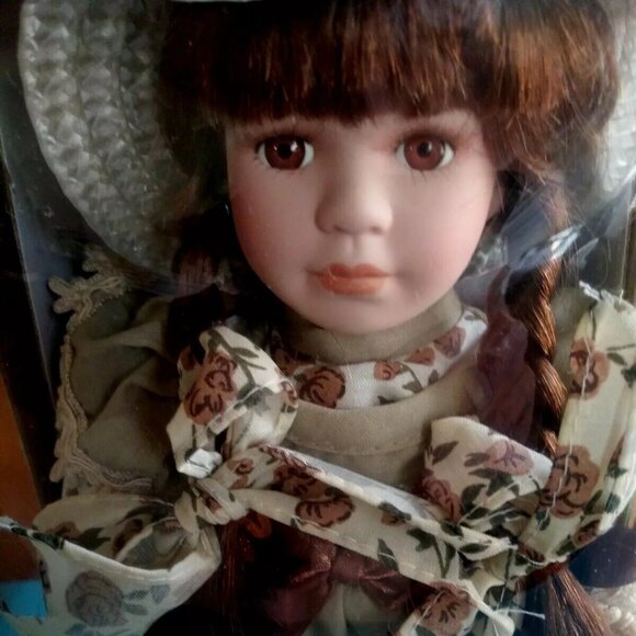 Rare Victorian Beauty 12" Porcelain Doll Brown Hair Brown Eyes - Picture 1 of 4